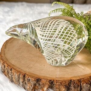 Dynasty Gallery Vinci Polar Bear Glass Paperweight Swirl Figurine Hand Fused